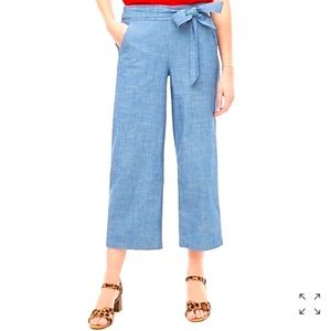 NWT J. Crew Chambray Crops with Tie Waist